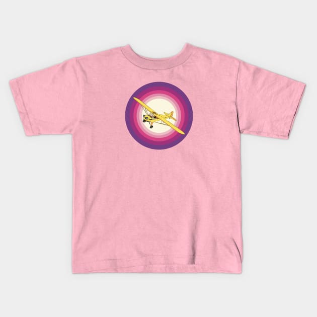 Piper Cub Sunrise Kids T-Shirt by Kassi Skye